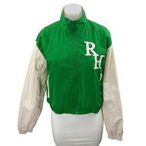 Recreational Habit Green Full Zip High Neck Long Sleeve Windbreaker Jacket Sz S